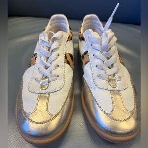 Cute Boden White, Gold, and Leopard Sneakers Size 37